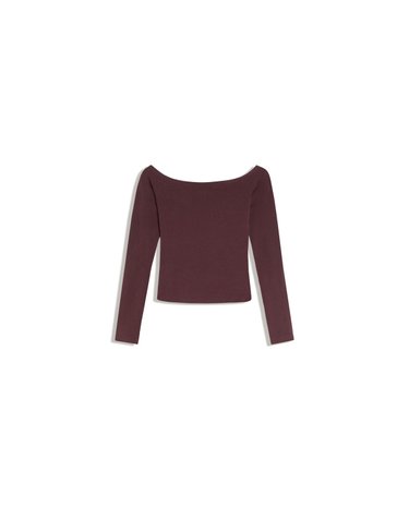 버쉬카 오프숄더 크롭 긴팔 티셔츠 3492/443 BURGUNDY