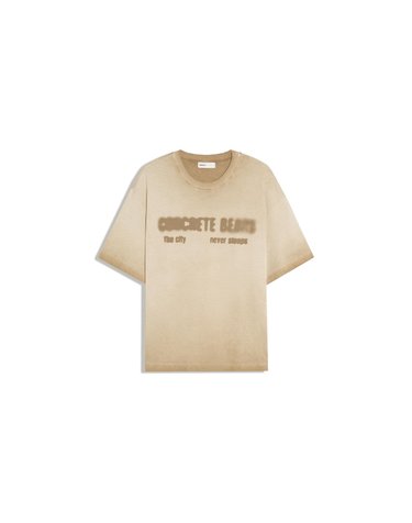 버쉬카 워싱 플리스 프린트 반팔 티셔츠 4004/218 CREAM