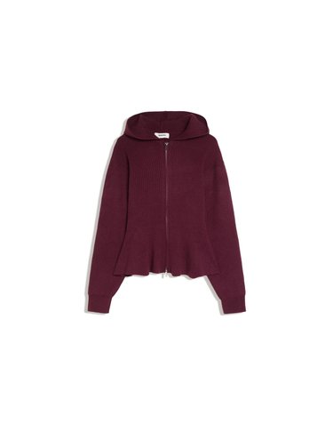 버쉬카 후드 페플럼 집업 니트 자켓 3507/686 BURGUNDY