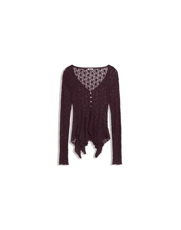 버쉬카 레이스 버튼 브이넥 가디건 4659/250 BURGUNDY