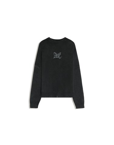 버쉬카 워시드 그래픽 크루넥 니트 스웨터 3231/663 DARK GREY