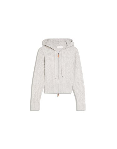 버쉬카 케이블 니트 후드 집업 가디건 3498/693 GREY