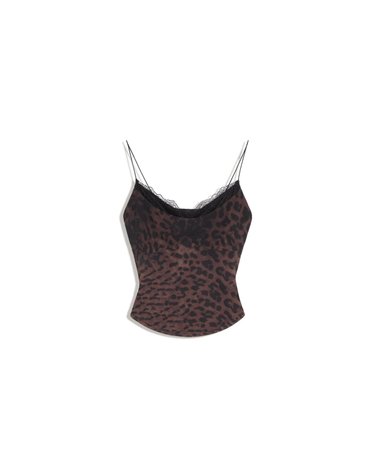 버쉬카 애니멀 프린트 레이스 스트랩 탑 4721/187 BROWN