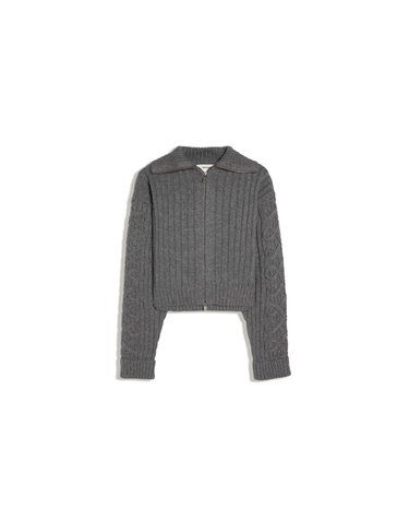 버쉬카 케이블 니트 집업 크롭 가디건 2672/663 GREY
