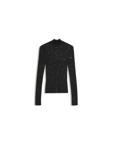 버쉬카 메탈릭 하이넥 긴팔 티셔츠 4282/710 BLACK
