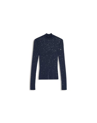버쉬카 메탈릭 하이넥 긴팔 티셔츠 4282/710 DARK BLUE