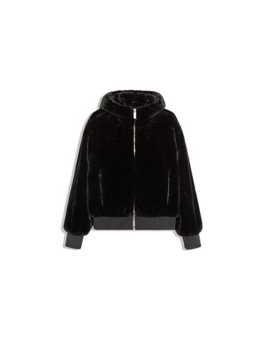 버쉬카 페이크 퍼 후드 집업 자켓 3100/273 BLACK