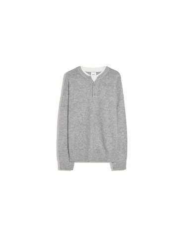 버쉬카 헨리넥 배색 니트 스웨터 4517/693 GREY
