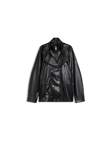 버쉬카 레더 이펙트 오버핏 자켓 3283/741 BLACK