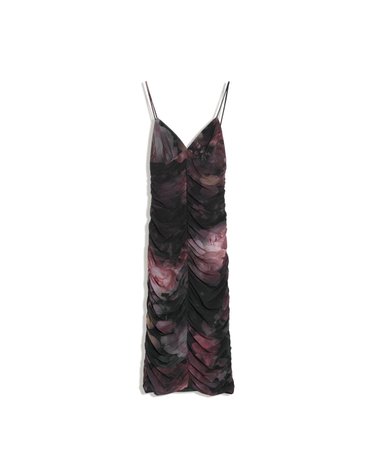 버쉬카 플로럴 셔링 스트랩 미디 원피스 4719/187 BLACK