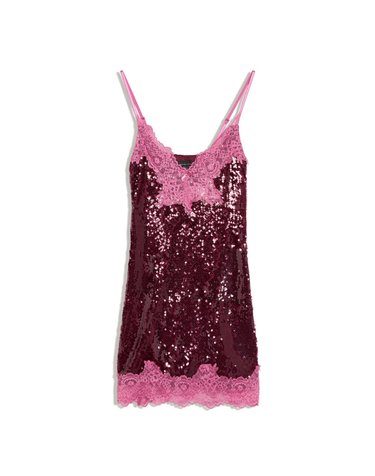 버쉬카 스트랩 레이스 시퀸 미니 원피스 3761/759 BURGUNDY