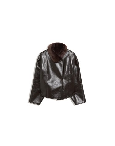 버쉬카 양면 레더 이펙트 크롭 자켓 3504/407 BROWN