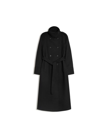 버쉬카 펠트 이펙트 벨트 더블 롱 코트 3038/741 BLACK