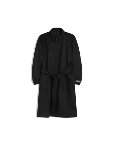 버쉬카 하이넥 벨트 롱 코트 3129/752 BLACK