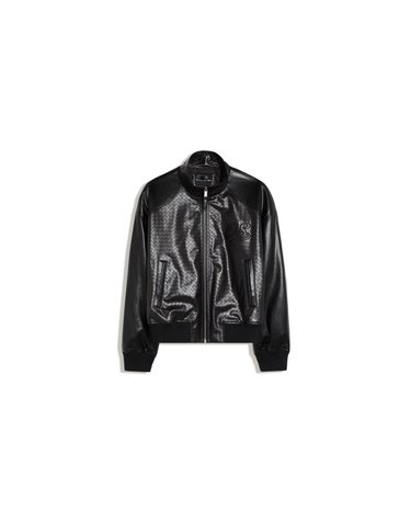 버쉬카 우븐 레더 이펙트 봄버 자켓 3536/677 BLACK