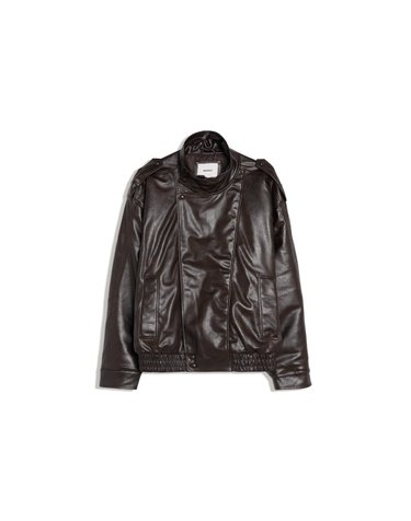 버쉬카 레더 이펙트 하이넥 자켓 2160/273 BROWN