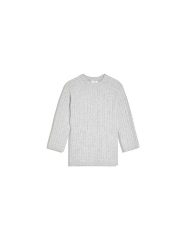 버쉬카 케이블 니트 라운드넥 7부 스웨터 3902/693 GREY