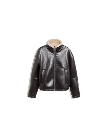버쉬카 레더 이펙트 퍼넬넥 봄버 자켓 3537/564 BROWN