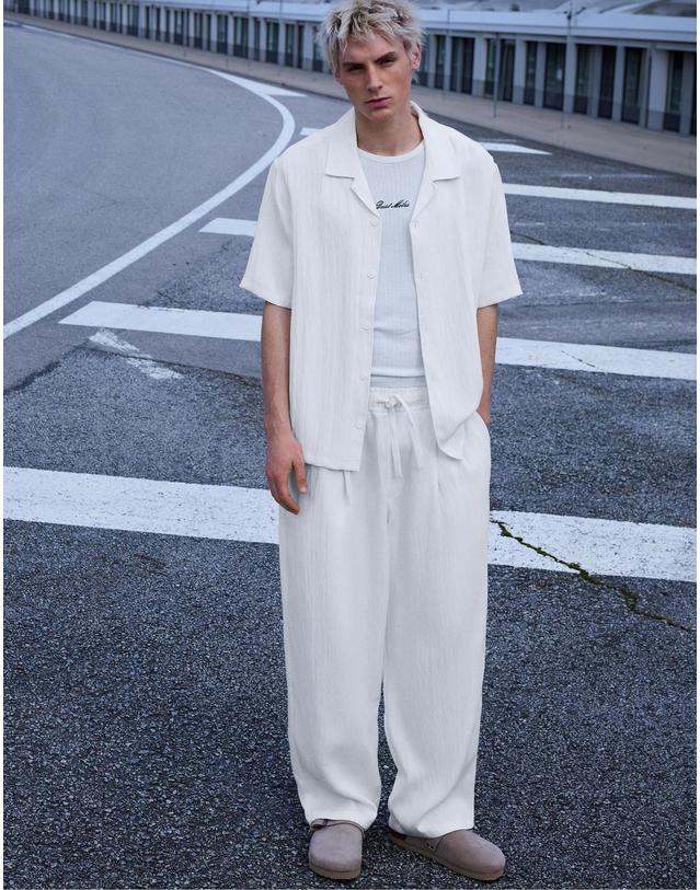 버쉬카 버쉬카 러스틱 오픈카라 반팔 셔츠 0999/721 WHITE 화이트 착용컷