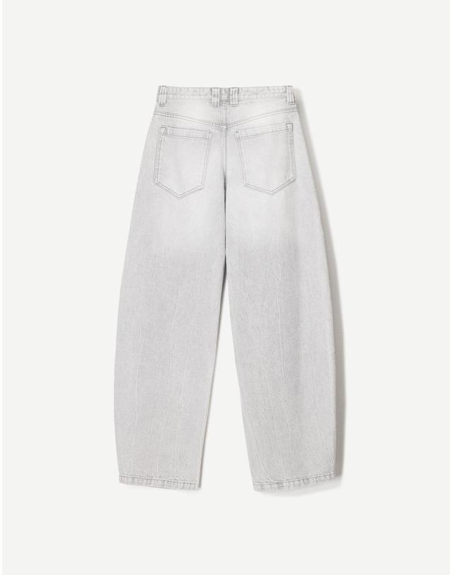 버쉬카 버쉬카 라이트그레이 오버핏 배럴 데님 팬츠 5003/450 GREY 착용컷