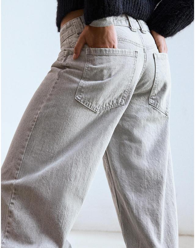 버쉬카 버쉬카 라이트그레이 오버핏 배럴 데님 팬츠 5003/450 GREY 착용컷