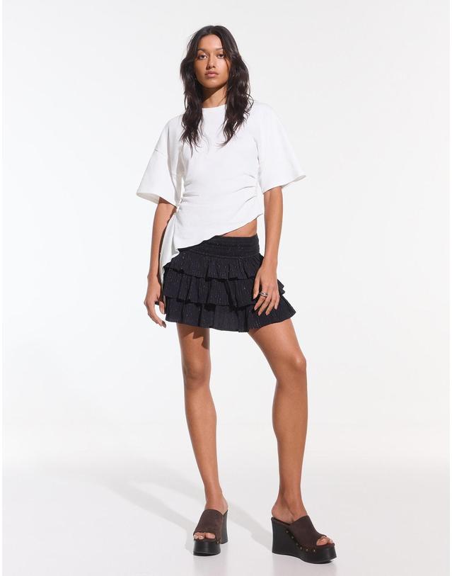 버쉬카 버쉬카 메탈릭 얀 러플 미니 스커트 1419/207 NAVY 블랙 착용컷