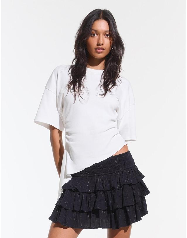 버쉬카 버쉬카 메탈릭 얀 러플 미니 스커트 1419/207 NAVY 블랙 착용컷