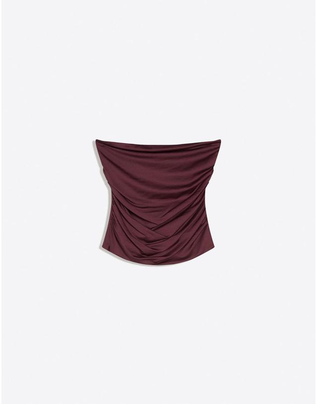 버쉬카 버쉬카 버건디 셔링 튜브탑 1395/360 BURGUNDY 레드 착용컷
