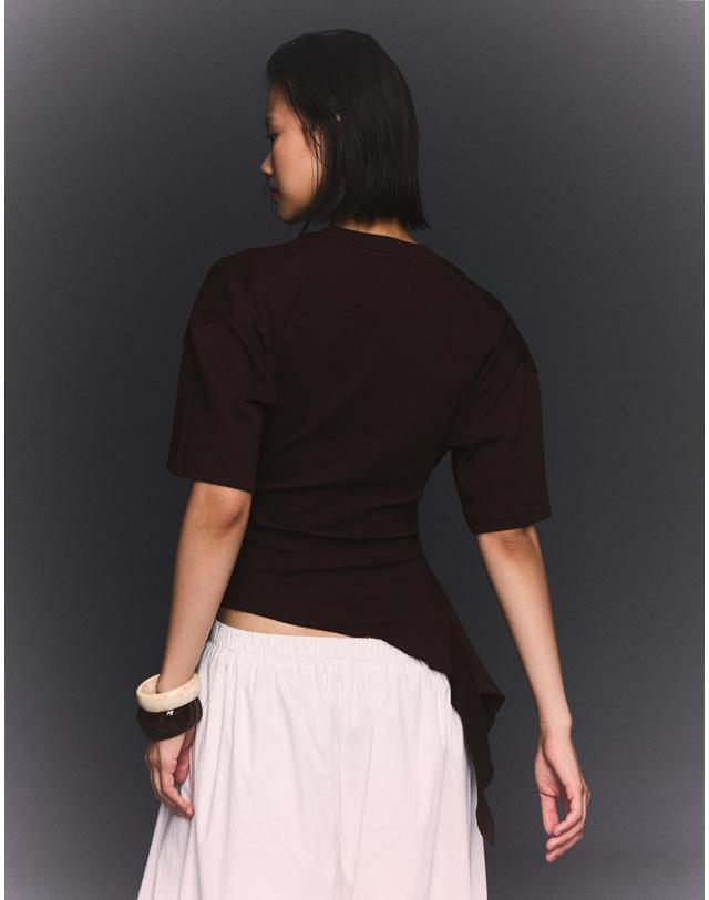 버쉬카 버쉬카 테크니컬 셔링 반팔 티셔츠 1429/360 BROWN 브라운 착용컷
