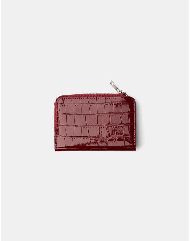 버쉬카 버쉬카 엠보싱 페이턴트 피니시 애니멀 프린트 지갑 9295/626 BURGUNDY 레드 착용컷
