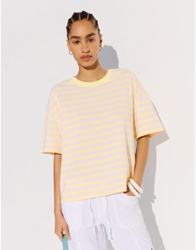 버쉬카 버쉬카 스트라이프 박시핏 반팔 티셔츠 1156/093 YELLOW 멀티컬러 착용컷