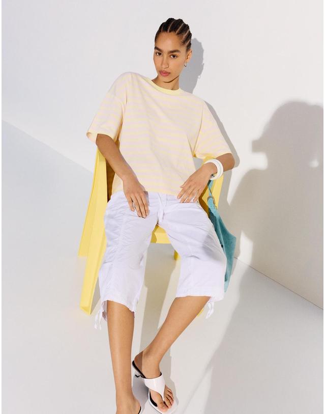 버쉬카 버쉬카 스트라이프 박시핏 반팔 티셔츠 1156/093 YELLOW 멀티컬러 착용컷