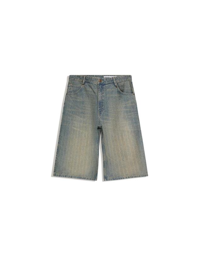 버쉬카 버쉬카 와이드핏 배기 데님 버뮤다 팬츠 1196/534 LIGHT BLUE 블루 착용컷