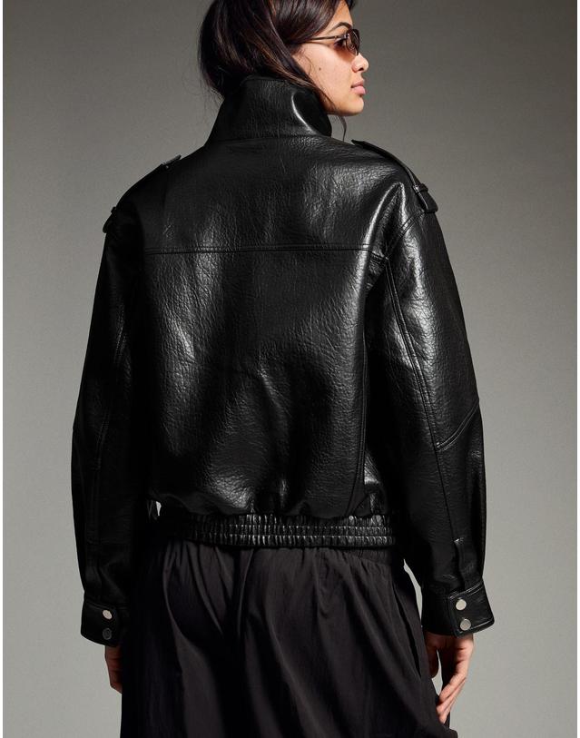 버쉬카 버쉬카 레더 이펙트 하이넥 재킷 0981/718 BLACK 블랙 착용컷