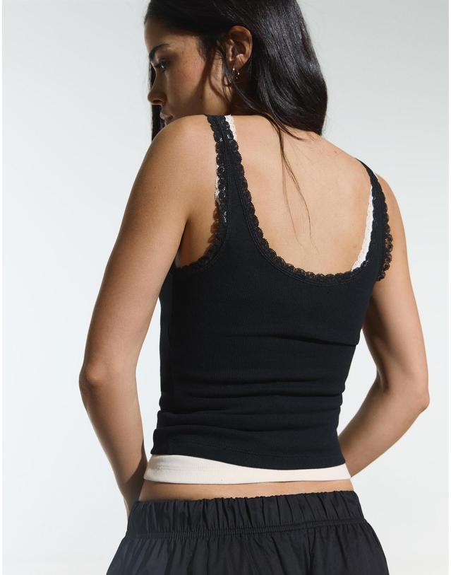 버쉬카 버쉬카 레이스 헨리 스트랩 민소매 탑 블랙 1768/443 BLACK 착용컷