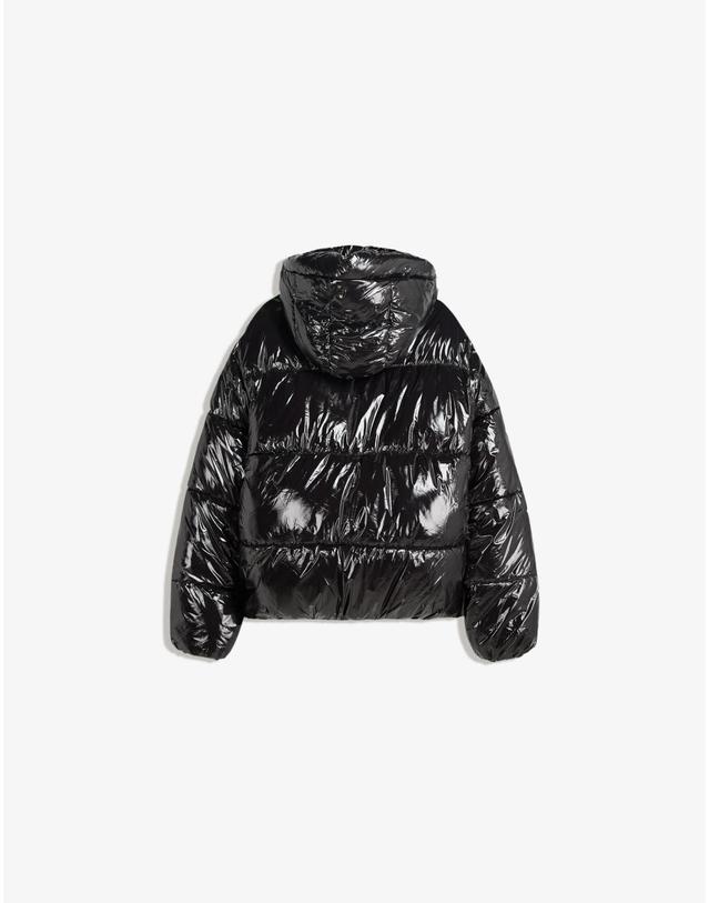 버쉬카 버쉬카 테크니컬 글로시 블랙 후드 숏 패딩 자켓 6787/551 BLACK 착용컷
