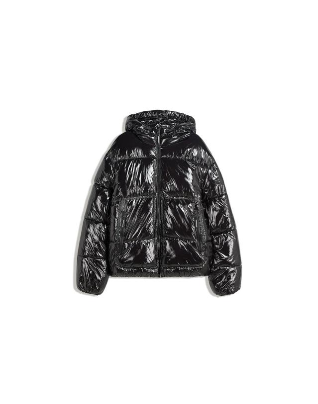 버쉬카 버쉬카 테크니컬 글로시 블랙 후드 숏 패딩 자켓 6787/551 BLACK 착용컷