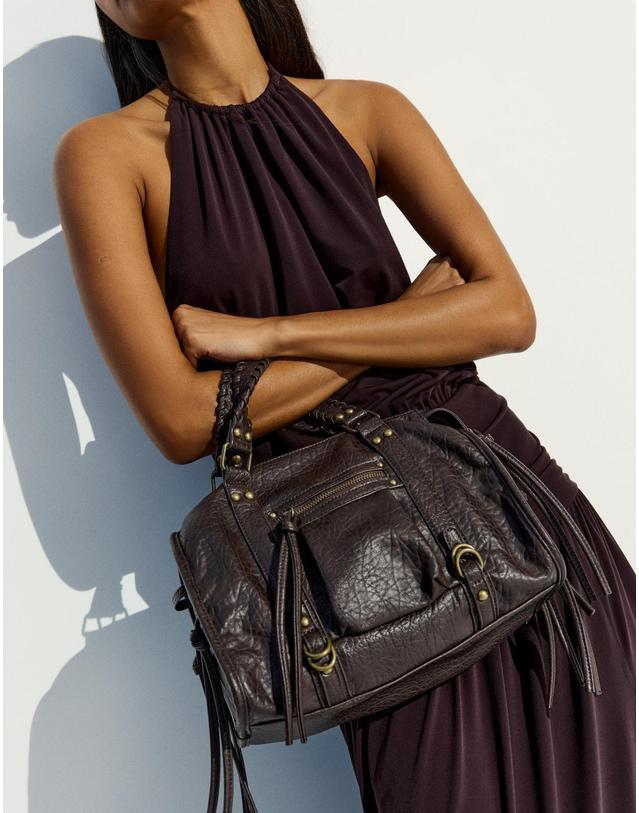 버쉬카 버쉬카 브레이드 핸들 태슬 볼링백 8987/184 BROWN 초콜릿 착용컷