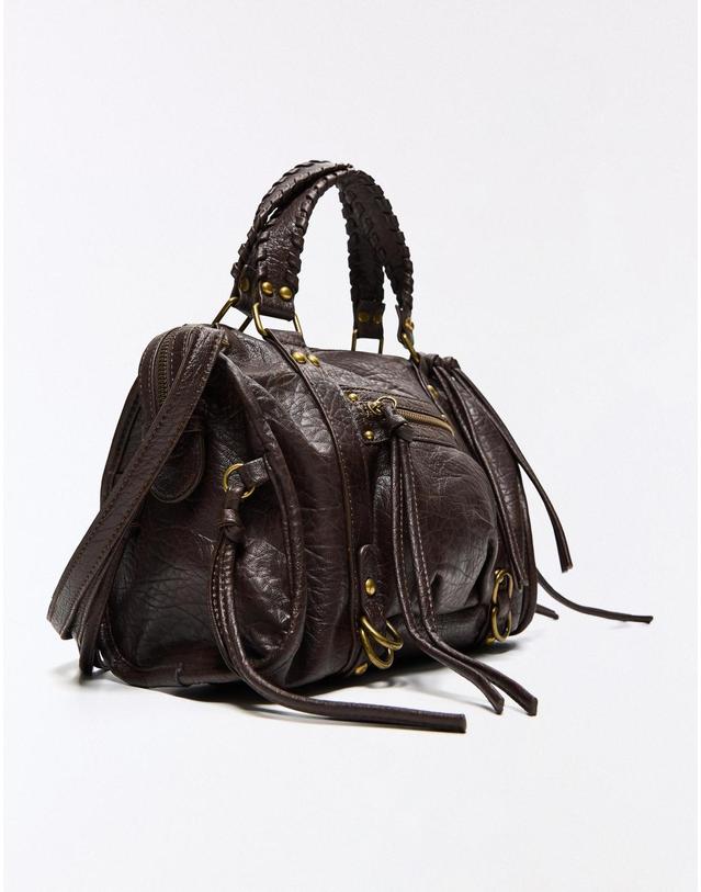 버쉬카 버쉬카 브레이드 핸들 태슬 볼링백 8987/184 BROWN 초콜릿 착용컷