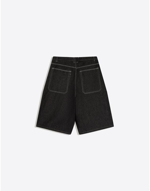 버쉬카 버쉬카 배럴 데님 버뮤다 반바지 2384/220 BLACK 블랙 착용컷