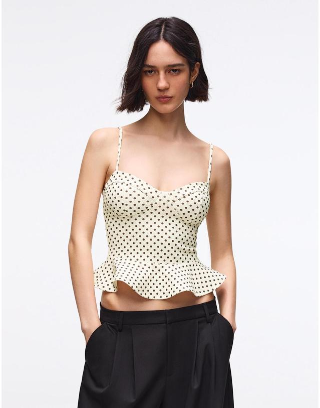 버쉬카 버쉬카 도트 페플럼 코르셋 탑 2780/169 CREAM 아이보리 착용컷