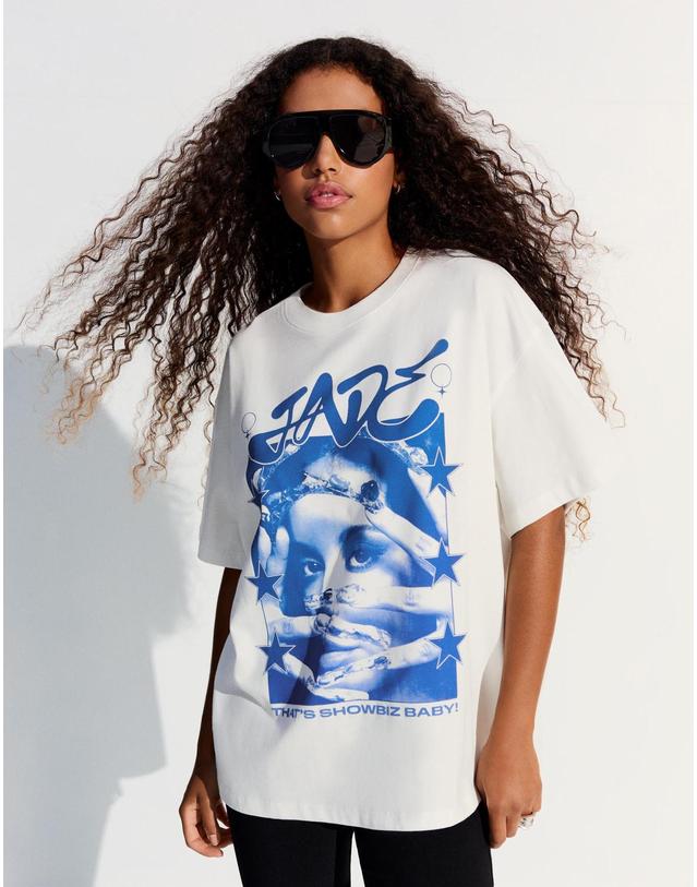 버쉬카 버쉬카 오버핏 블루 그래픽 반팔 티셔츠 2147/210 OFF WHITE 아이보리 착용컷