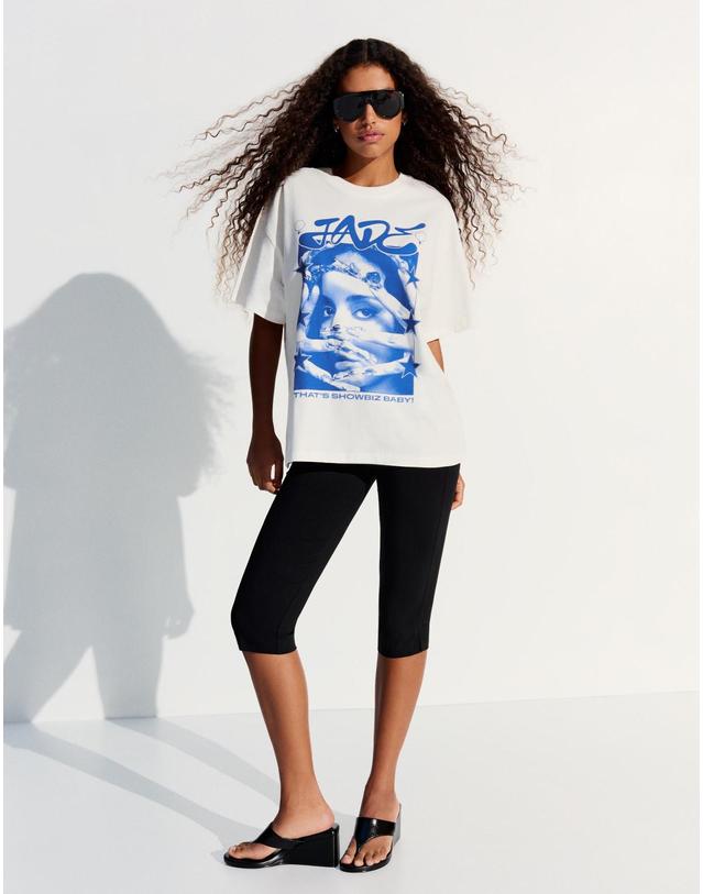 버쉬카 버쉬카 오버핏 블루 그래픽 반팔 티셔츠 2147/210 OFF WHITE 아이보리 착용컷