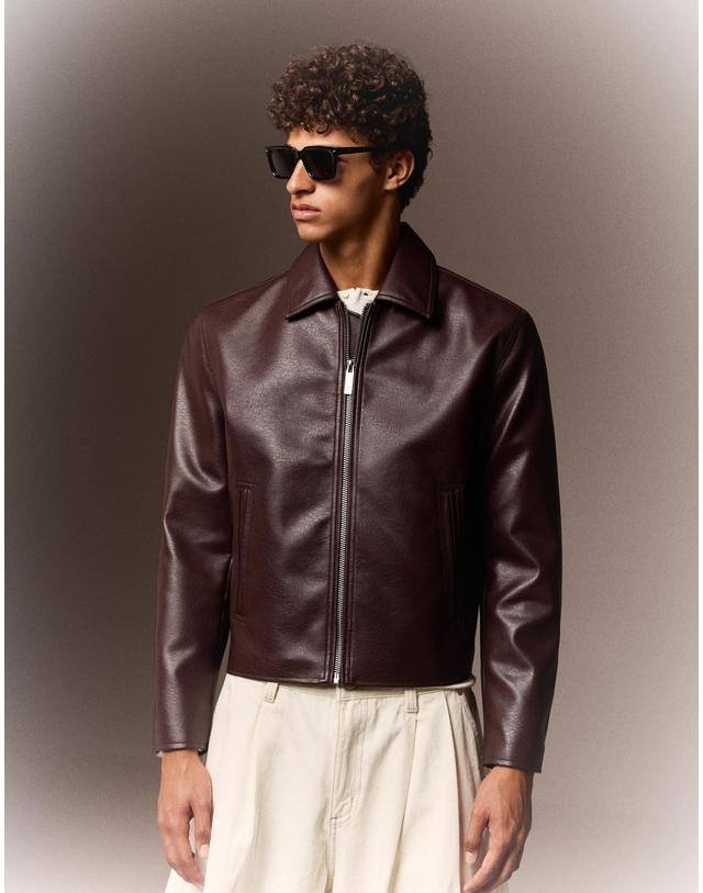 버쉬카 버쉬카 박시핏 레더 이펙트 재킷 2116/677 BURGUNDY 레드 착용컷