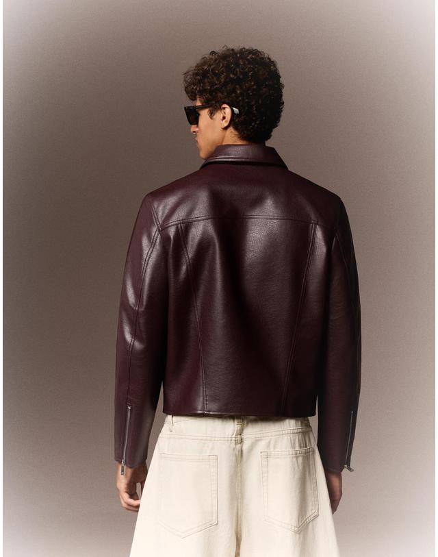 버쉬카 버쉬카 박시핏 레더 이펙트 재킷 2116/677 BURGUNDY 레드 착용컷
