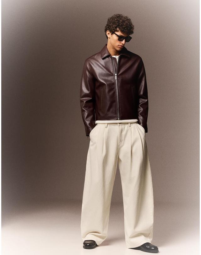 버쉬카 버쉬카 박시핏 레더 이펙트 재킷 2116/677 BURGUNDY 레드 착용컷