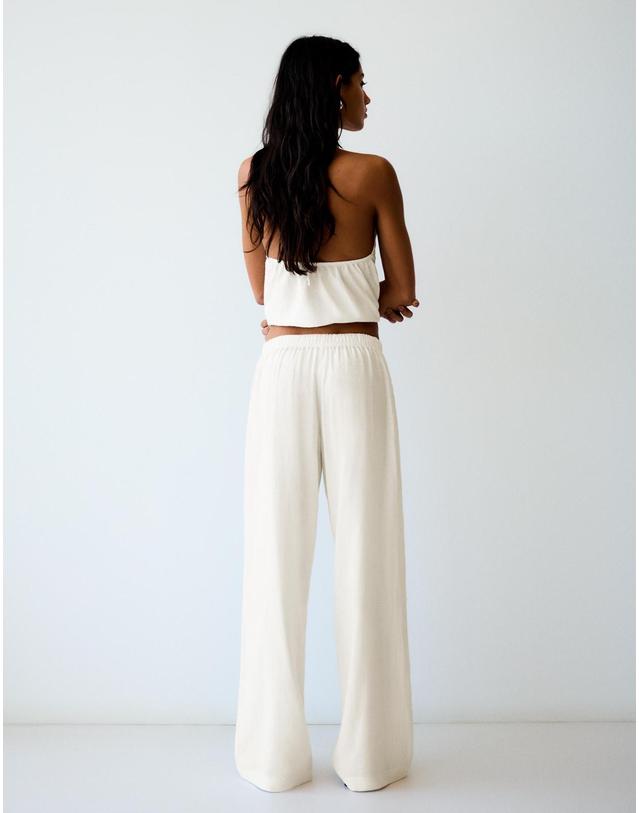 버쉬카 버쉬카 엘라스틱 밴딩 와이드 팬츠 0093/739 OFF WHITE 아이보리 착용컷