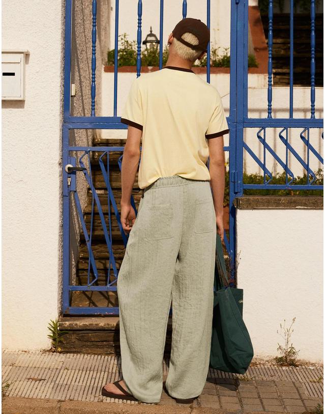 버쉬카 버쉬카 러스틱 와이드 배기 팬츠 0995/721 GREEN 베이지 착용컷