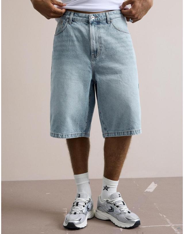버쉬카 버쉬카 자수 데님 버뮤다 반바지 1298/156 LIGHT BLUE 블루 착용컷