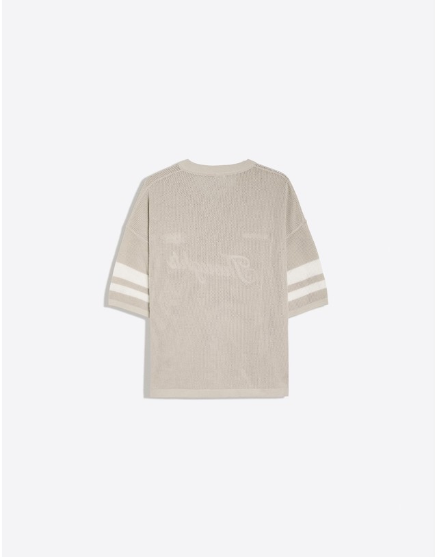 버쉬카 버쉬카 자수 메쉬 브이넥 반팔 티셔츠 2484/596 GREY 베이지 착용컷
